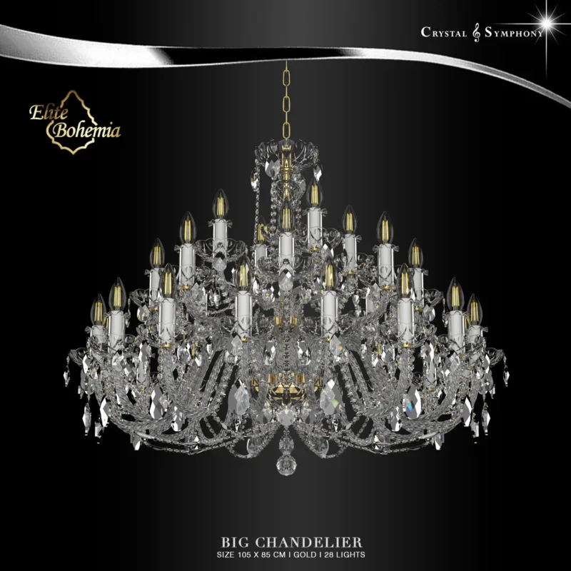 โคมไฟระย้าขนาดใหญ่ Elite Bohemia E/L107/28/01PB/G