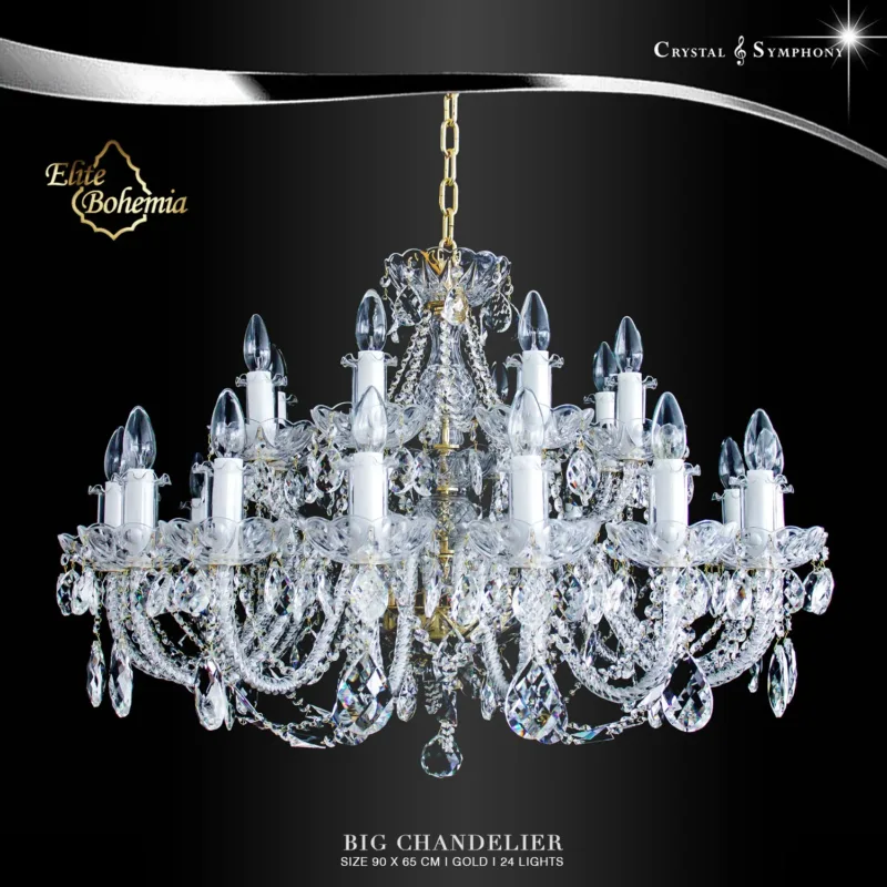 โคมไฟระย้า Elite Bohemia E/L107/24/01PB/G โคมไฟคริสตัลขนาดใหญ่ แบรนด์ Elite Bohemia โคมไฟระดับโลกจาก Czech Republic เหมาะสำหรับติดบริเวณพื้นที่กว้างขวาง
