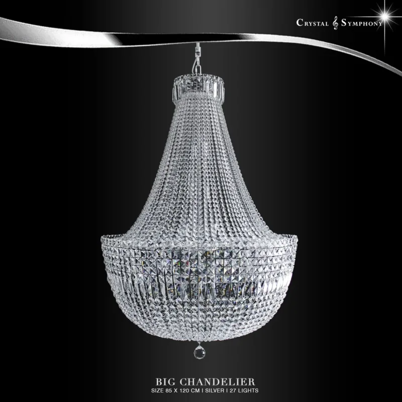 โคมไฟระย้าขนาดใหญ่ สูง 1.2 เมตร KRIM-5950/850/L27/S โคมไฟคริสตัล คุณภาพสูง เม็ดคริสตัลมีความสวยงามเปล่งประกาย เพิ่มความหรูหรา Luxury