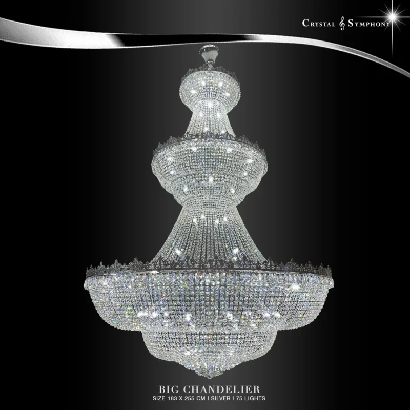 โคมไฟระย้าคริสตัล สูง 2.5 เมตร KRIC-1044/1830/L75/S คุณภาพสูง เม็ดคริสตัลมีความสวยงามเปล่งประกาย เพิ่มความหรูหรา Luxury ให้กับห้องคุณได้เป็นอย่างดี