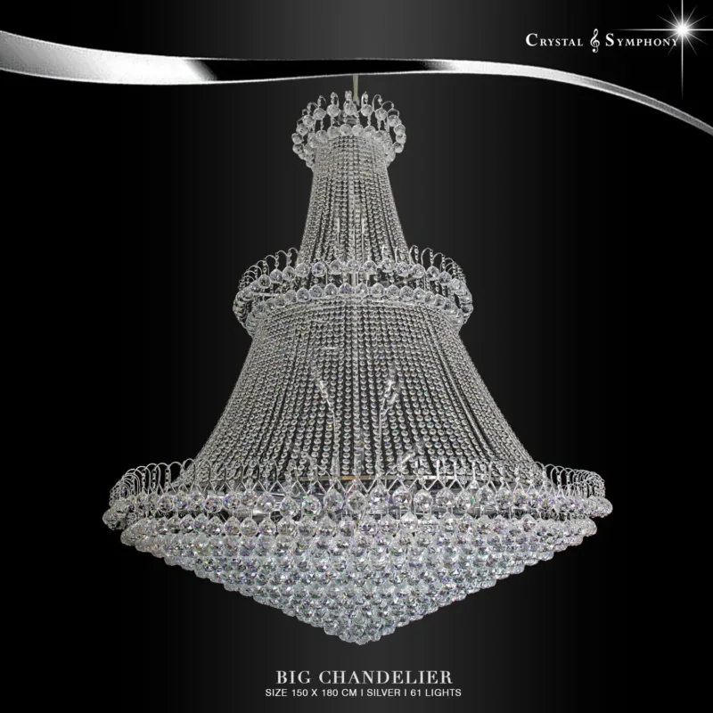 โคมไฟระย้าขนาดใหญ่ สูง 1.8 เมตร KRIC-8018/1500/L61/S โคมไฟคริสตัลขนาดใหญ่ โคมไฟมีขนาดความสูง 1.6 เมตร เหมาะสำหรับติดบริเวณพื้นที่กว้างขวาง