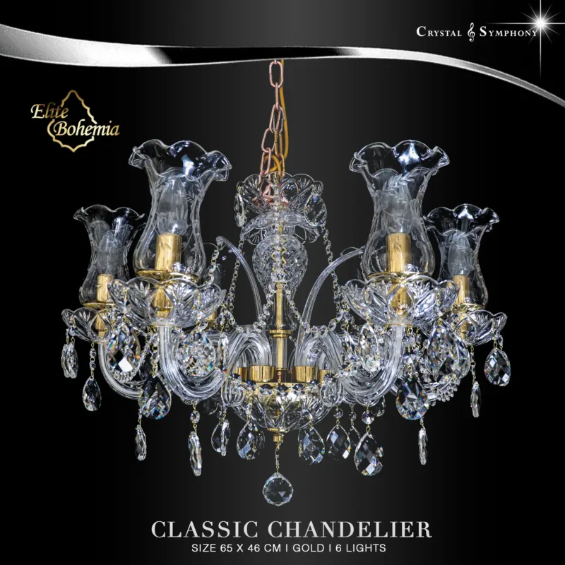 โคมไฟระย้า Elite Bohemia E/L103/6/01CRT/PBG โคมไฟคริสตัล แบรนด์ Elite Bohemia โคมไฟระดับโลกจาก Czech Republic เหมาะสำหรับติดบริเวณพื้นที่กว้างขวาง