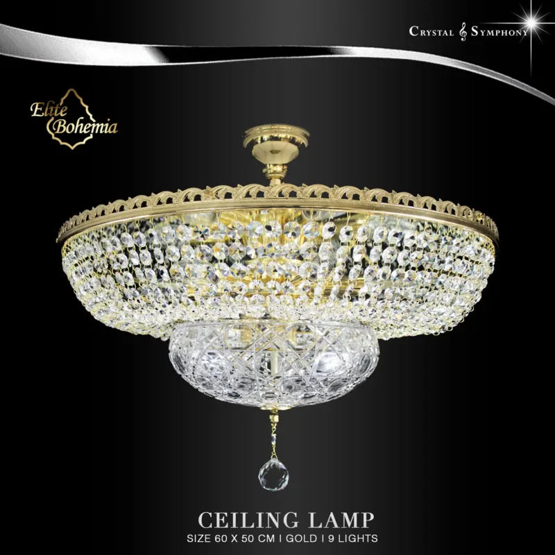โคมไฟเพดาน Elite Bohemia E/L719/9/05/G โคมไฟคริสตัล แบรนด์ Elite Bohemia จาก Czech Republic โคมไฟ Hand Made ที่ผสมผสานเทคนิคการสร้างสรรค์