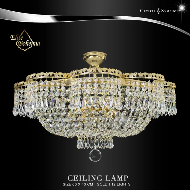โคมไฟเพดาน Elite Bohemia E/L728/12/05/G โคมไฟคริสตัล แบรนด์ Elite Bohemia จาก Czech Republic โคมไฟ Hand Made ที่ผสมผสานเทคนิคการสร้างสรรค์