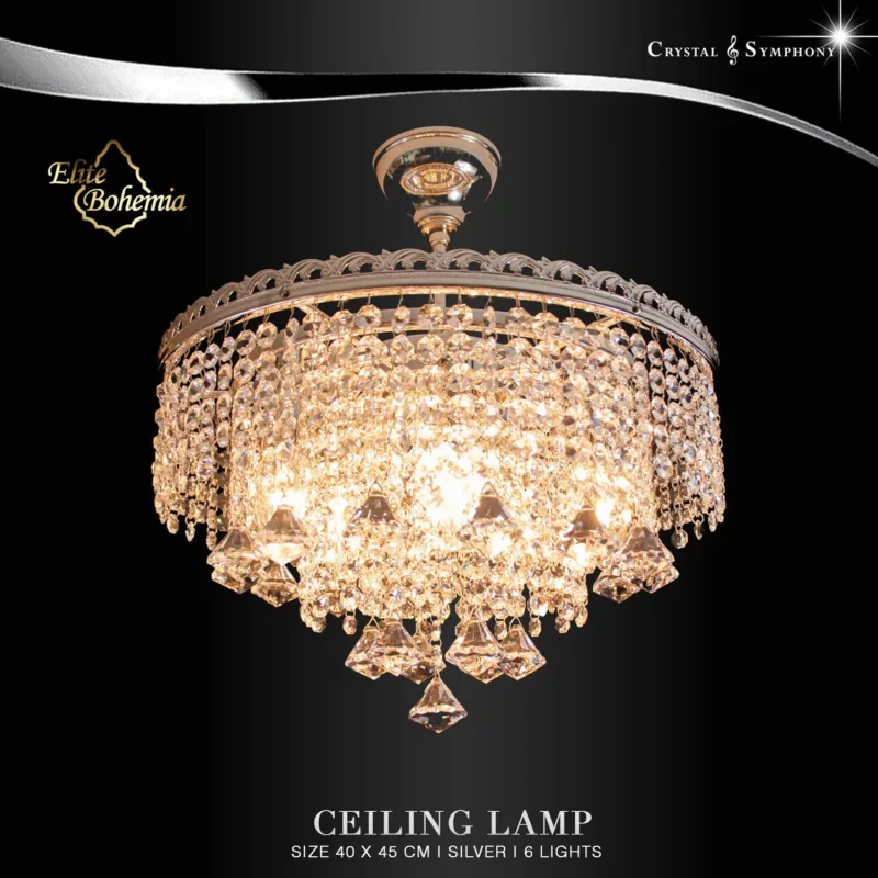 โคมไฟเพดาน Elite Bohemia E/L751/6/07N/S โคมไฟคริสตัล แบรนด์ Elite Bohemia จาก Czech Republic โคมไฟ Hand Made ที่ผสมผสานเทคนิคการสร้างสรรค์