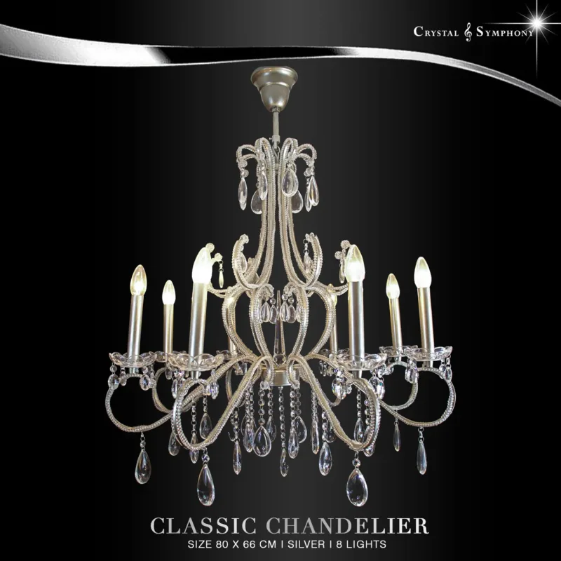 โคมไฟระย้า KRIC-1903/800/L8/W โคมไฟคริสตัล ขนาดกลาง คุณภาพสูง เม็ดคริสตัลมีความสวยงามเปล่งประกาย เพิ่มความหรูหรา Luxury ให้กับห้องคุณได้เป็นอย่างดี