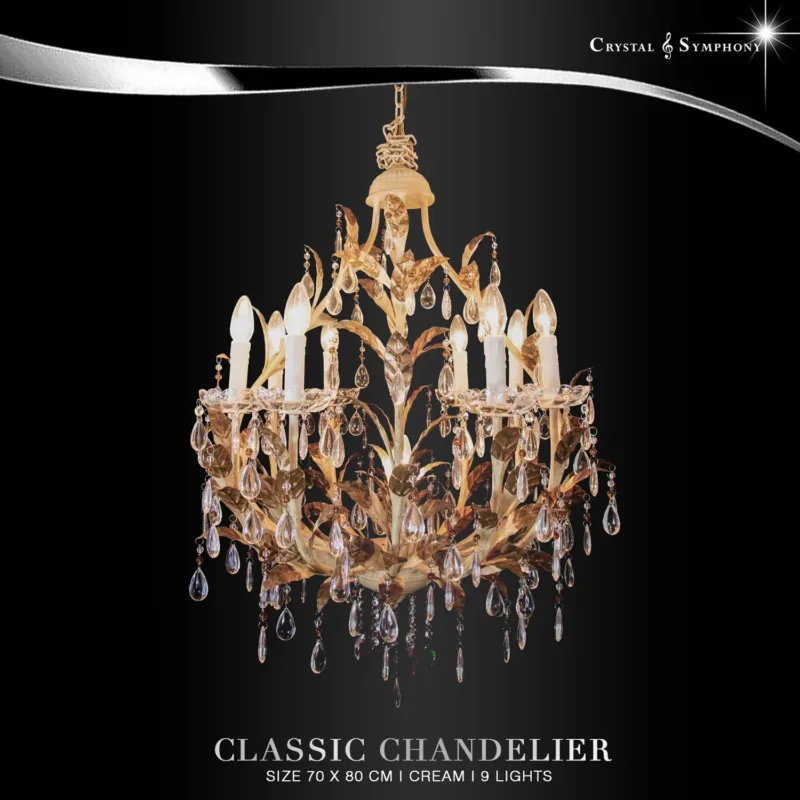 โคมไฟระย้า KRIC-6710/700/L9/Y โคมไฟคริสตัล ขนาดกลาง คุณภาพสูง เม็ดคริสตัลมีความสวยงามเปล่งประกาย เพิ่มความหรูหรา Luxury ให้กับห้องคุณได้เป็นอย่างดี