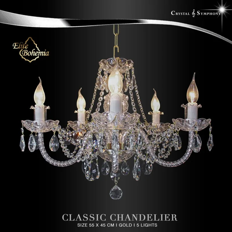 โคมไฟระย้าคริสตัล แชนเดอเรีย chandelier Elite Bohemia E/L100/5/02PB/G