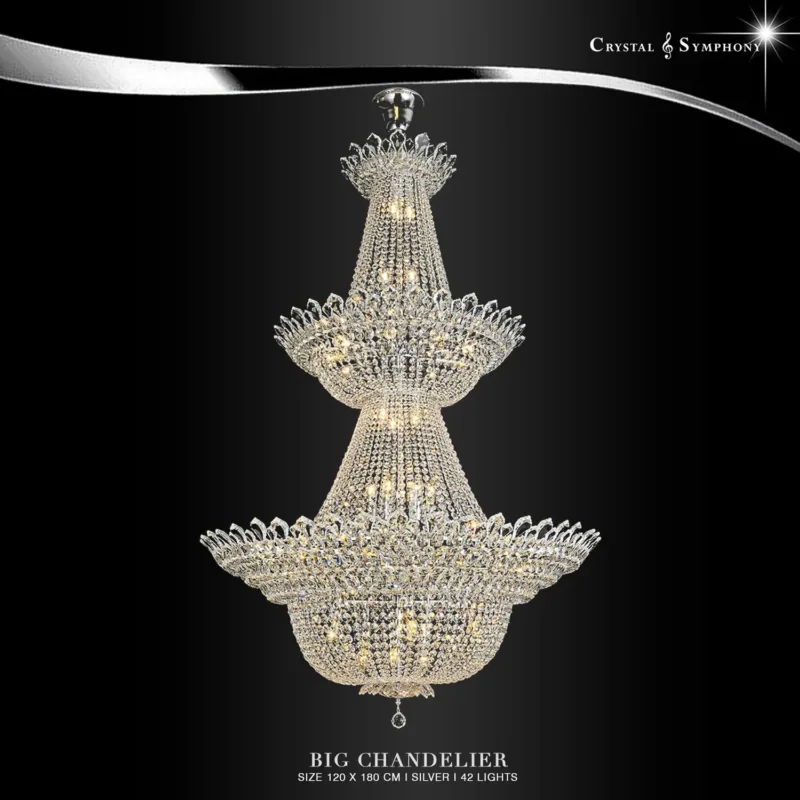 โคมไฟระย้า KRIUS-CS34/120/L42/S โคมไฟคริสตัล ขนาดใหญ่ คุณภาพสูง เม็ดคริสตัลมีความสวยงามเปล่งประกาย เพิ่มความหรูหรา Luxury ให้กับห้องคุณได้เป็นอย่างดี