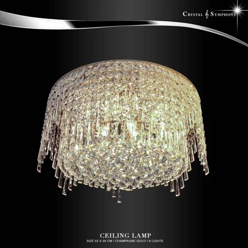 โคมไฟเพดานโมเดิร์น KRIYK-C88015/520L9G โคมไฟคริสตัล คุณภาพสูง เม็ดคริสตัลมีความสวยงามเปล่งประกาย เพิ่มความหรูหรา Luxury ให้กับห้องคุณได้เป็นอย่างดี